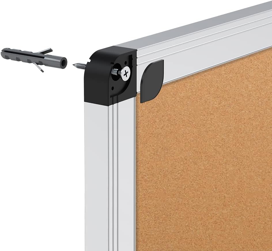 VIZ-PRO Cork Notice Board, 48 X 36 Inches, Cork Bulletin Board with Silver Aluminium Frame