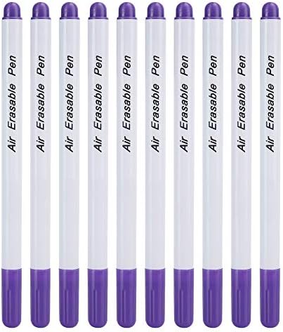 HEEPDD Water Soluble Marking Pens for Sewing, Air Erasable Fabric Markers, Disappearing Ink, Single Head, 10 Pack