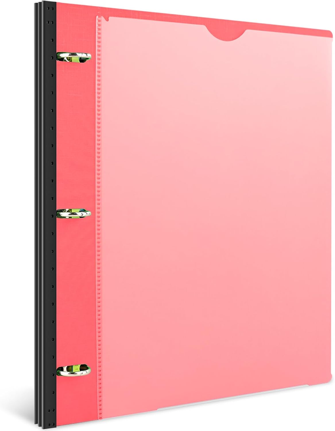 INFUN 1 Inch Telescoping 3 Ring Binder - 1PCS,Flexible Round Binder with Customizable Front Cover and Clear Catalog Pocket, 1 Inch Rings, 225 Sheet Capacity-Red