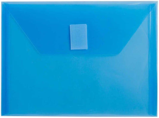 JAM PAPER Plastic Envelopes with Hook & Loop Closure - Index - 5 1/2 x 7 1/2 - Blue - 12/Pack