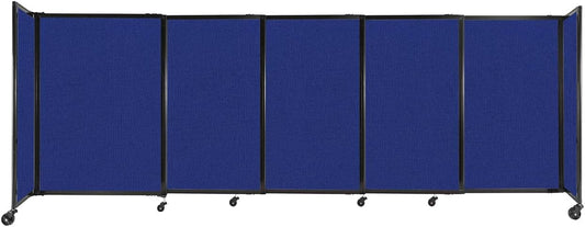 Versare Straightwall Sliding Portable Wall Partition | Freestanding Office Dividers | Locking Wheels | Temporary Room Separator | 11'3'' Wide x 4' Tall Royal Blue Fabric Panels