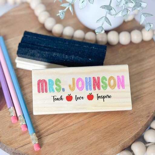 Personalized Name Chalkboard Eraser for Teachers – Dry Erase Board Cleaner –Back to School Supplies and First Day of School Gift- Custom Name