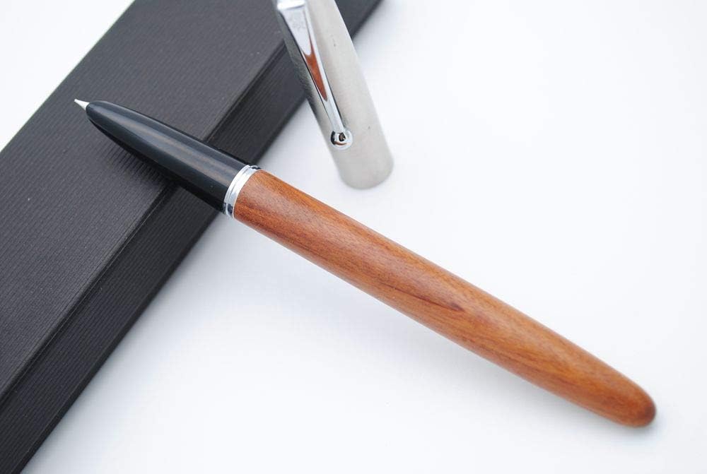 JINHAO 51A Wooden Fountain Pen Steel Cap (Red GuiBao Wood, Extra Fine Nib 0.38mm)