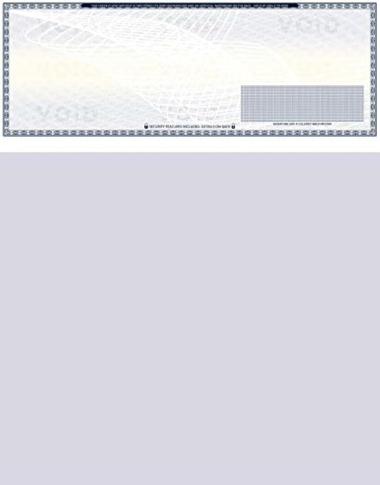 50 Blank Check Stock - Check on Top Art Deco- Paper Weight # 70"High Security" Check Paper Dark Blue Art Deco