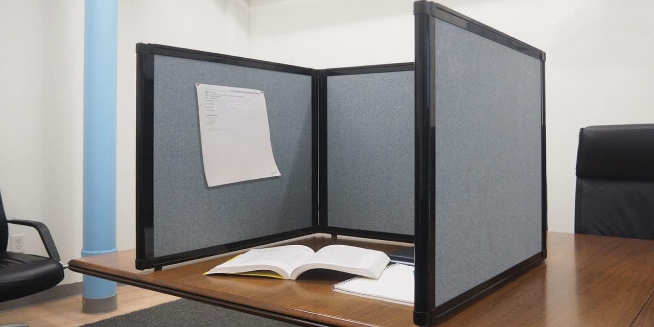 Versare Folding Tabletop Display | 3-Panel Partition | Lightweight Portable Workspace Divider | Cloud Gray 99" x 36"