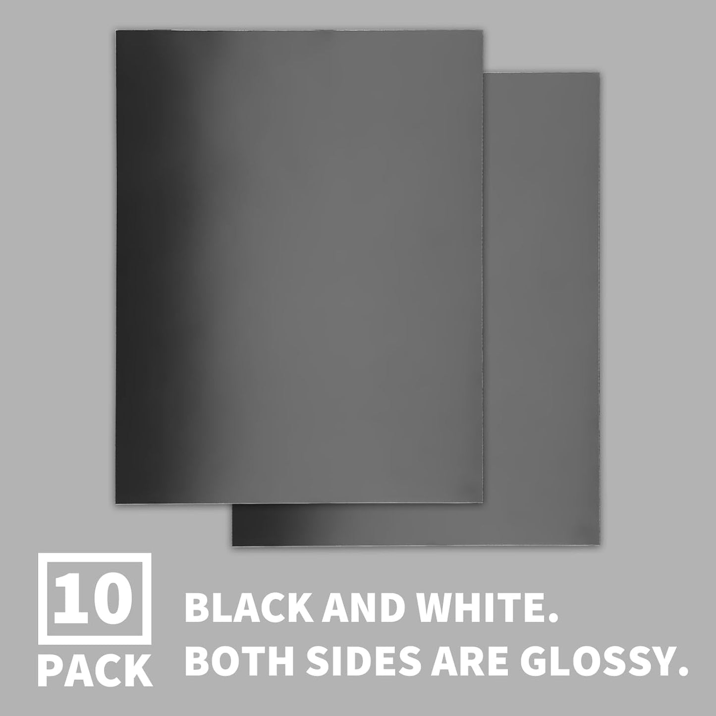 Binditek 10 Pack 13 Mil Glossy Paper Binding Presentation Covers, 250GSM, 90lb, for Business Documents, School Projects, 8-1/2 x 11", Un-Punched, Black, Office Supplies