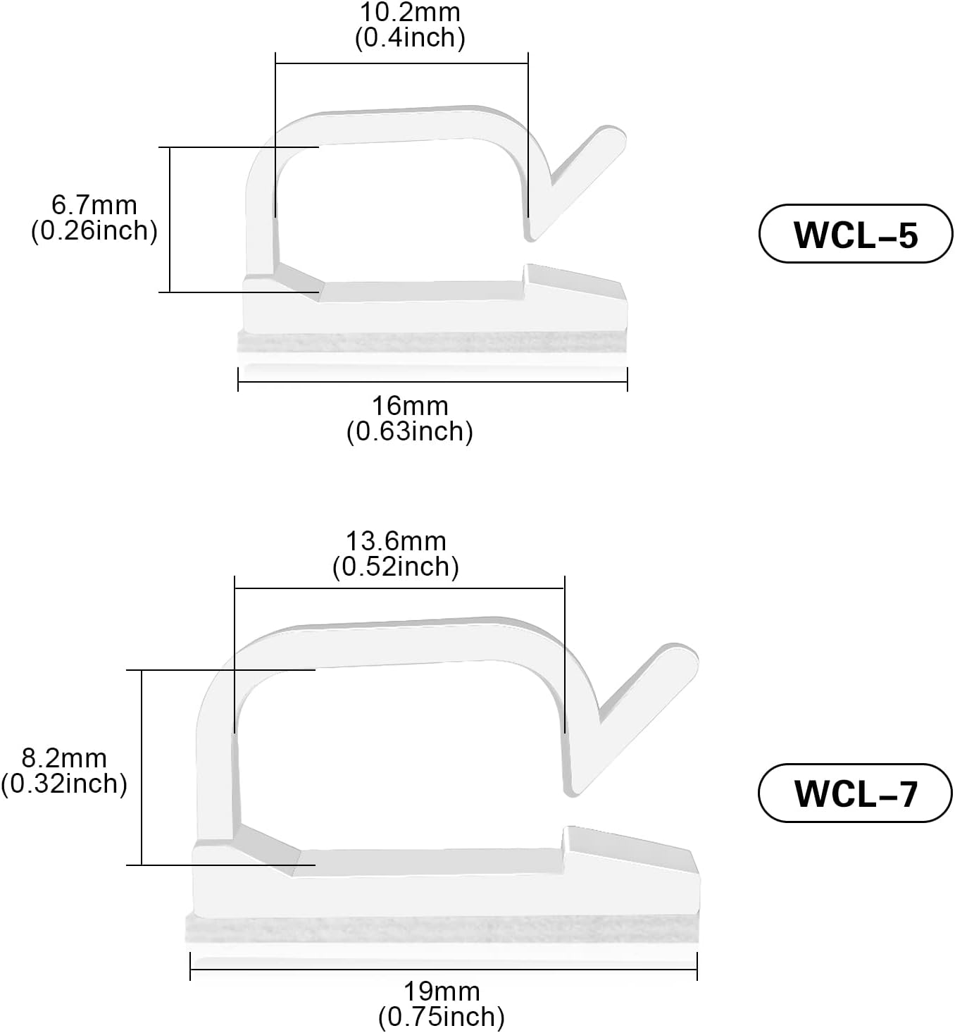 XHF 5/8” Adhesive Cord Clips White 60pcs, Cable Management Staples for Under Desk, Car, Wall, TV, PC, Ethernet