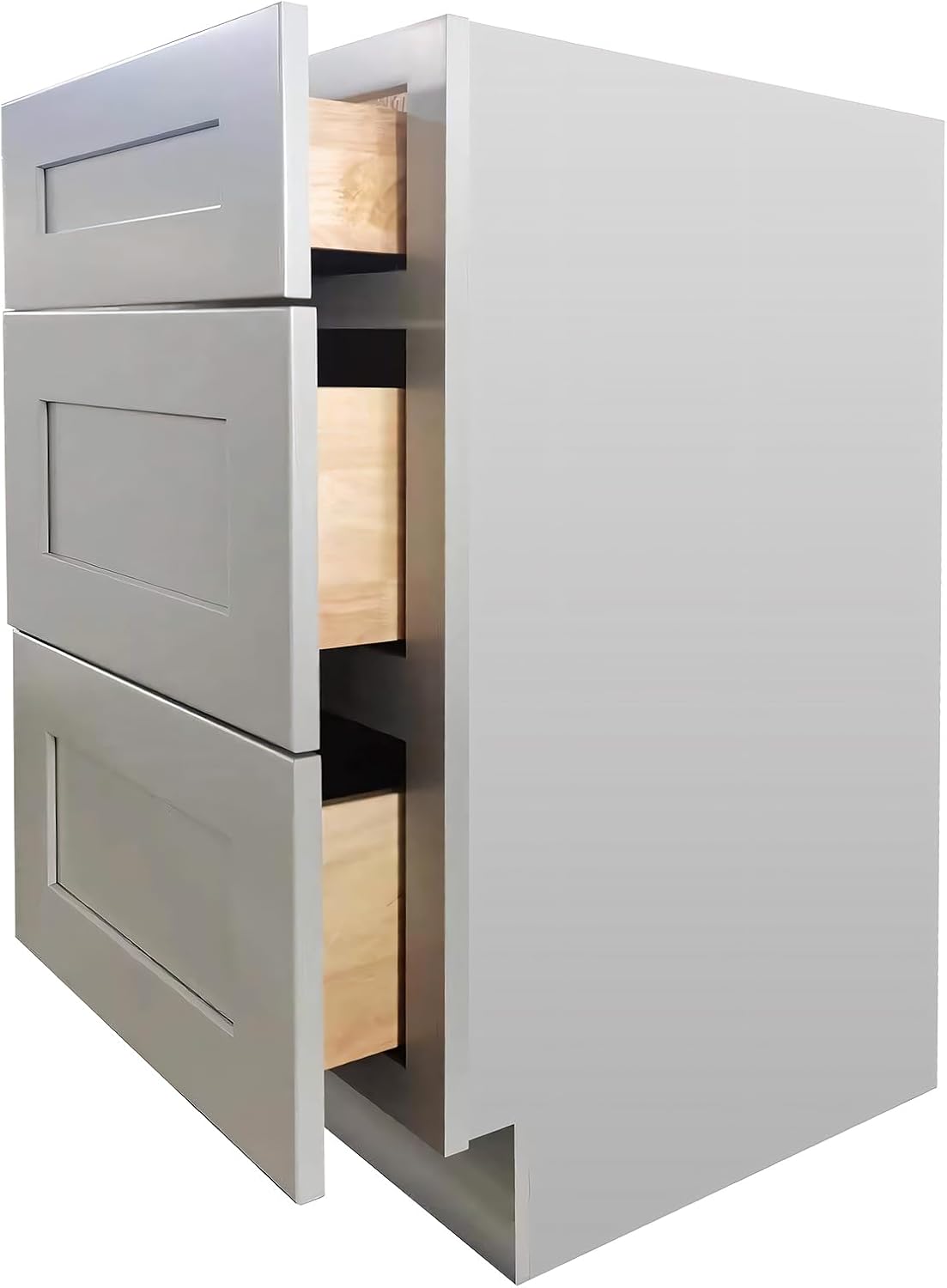 Shaker Style Grey RTA Base Cabinet with Drawers by Solid Wood for Kitchen, Bathroom, Bedroom or Office Featuring, and Storage Separation(27" W x 24" Depth x 34-1/2" H)