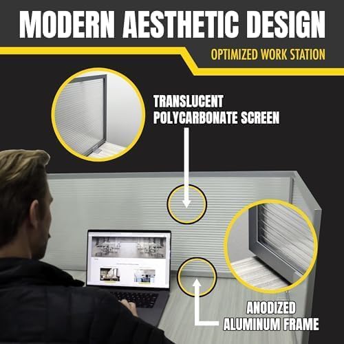 OBEX Polycarbonate Office Desk Mounted Privacy Screen Adjustable Table Top Panel Divider, Universal Aluminum Bracket-USA Made, 24" x 60", Translucent