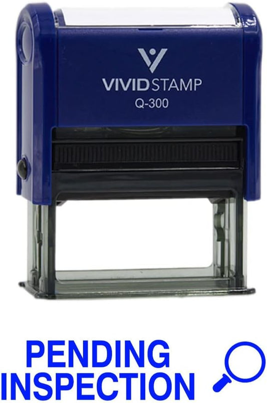 Vivid Stamp Pending Inspection Business Self-Inking Rubber Stamps (Blue Ink) - Q-200