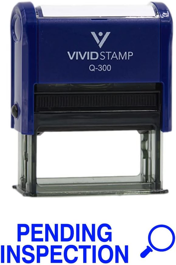 Vivid Stamp Pending Inspection Business Self-Inking Rubber Stamps (Blue Ink) - Q-400 (2 Pack)