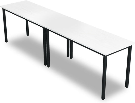 Bonzy Home Conference Tables 8ft Office Computer Desk for Meeting Room Study Writing Printer Podcast Table for 4-8 People Modern White 2PCS 94.4"x23.6"x29.5"