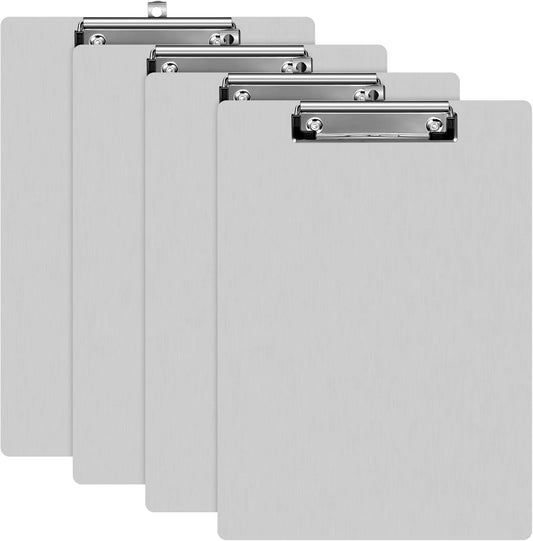 Epakh 4 Pieces Clipboard Bulks Metal Clipboard Aluminum Office Low Profile Clip Standard A4 Letter Size Metal Clip Board, Size 12.5 x 9 Inch