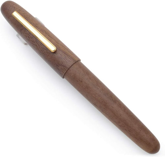 JINHAO 9056 Natural Wood Fountain Pen Handmade Ink Pen (Peach Wood, Fine Nib 0.5mm)