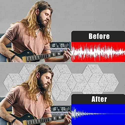 12 Pack Self-adhesive Acoustic Panels 12" X 10" X 0.4" - Sound Proof Foam Panels with High Density,Stylish Y-Lined Design, Flame Resistant, Absorb Noise and Eliminate Echoes(Silver Gray)