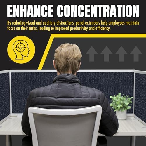 OBEX Acoustic Mounted Screen Privacy Panel Table Top Separator, Sound Blocking Desk Divider (Slate, 18" X 48")
