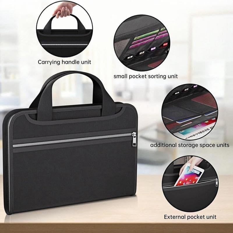 Large Capacity A4 Fireproof File Folder with Handle, Waterproof & Dustproof Accordion Document Organizer with Multiple Pockets for Home, Office & Travel (3 Set)