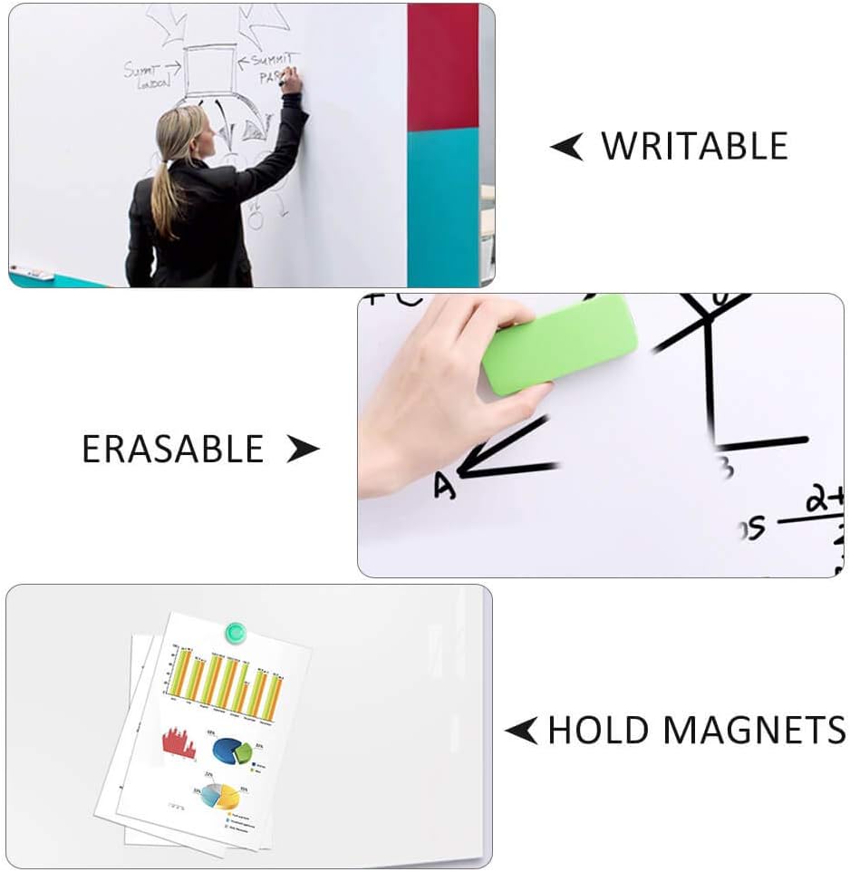 Magnetic Whiteboard Contact Paper for Wall 60 x 36 inches, Magnetic Dry Erase White Board Sticker with Non-Adhesive Backing for Office Home School