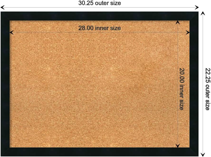 Amanti Art Natural Cork Board for Wall, 22x30 Vision Board with Black Wood Frame, Medium Corkboard Office Decor for Home Organization, Modern Contemporary Corkboard Pinboard to display items for home