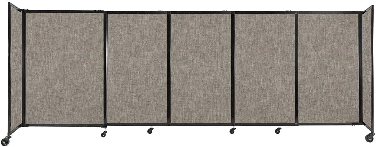 Versare Straightwall Sliding Portable Wall Partition | Freestanding Office Dividers | Locking Wheels | Temporary Room Separator | 11'3" Wide x 4' Tall Warm Pebble Fabric Panels