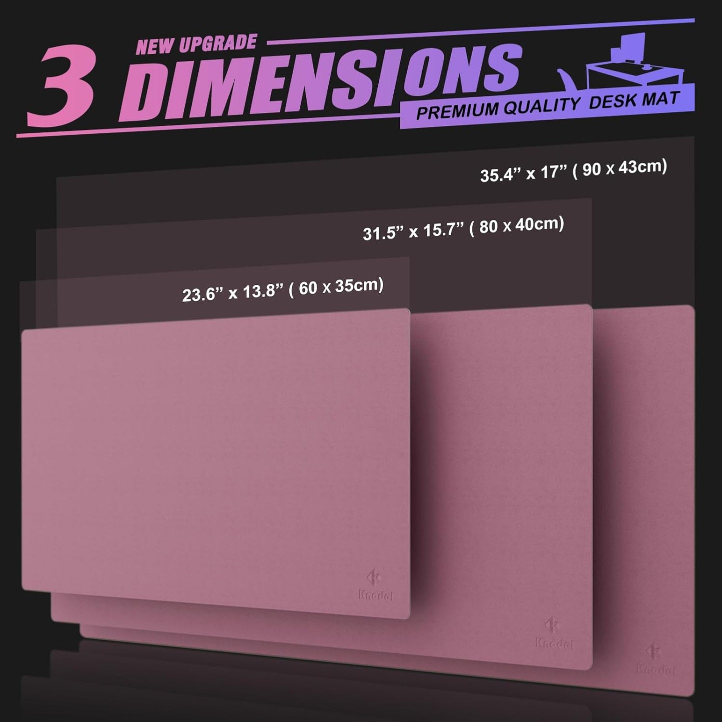 K KNODEL Large Office Leather Desk Mat, Mouse and Keyboard Pad, Computer and Laptop Mat, Desktop Protector and Cover, Writing Pad and Blotter (35.4"x17", Purple)