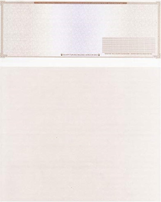1000 Blank Check Stock - Check on Top Mazed - Paper Weight # 70"High Security" Check Paper Brown Mazed