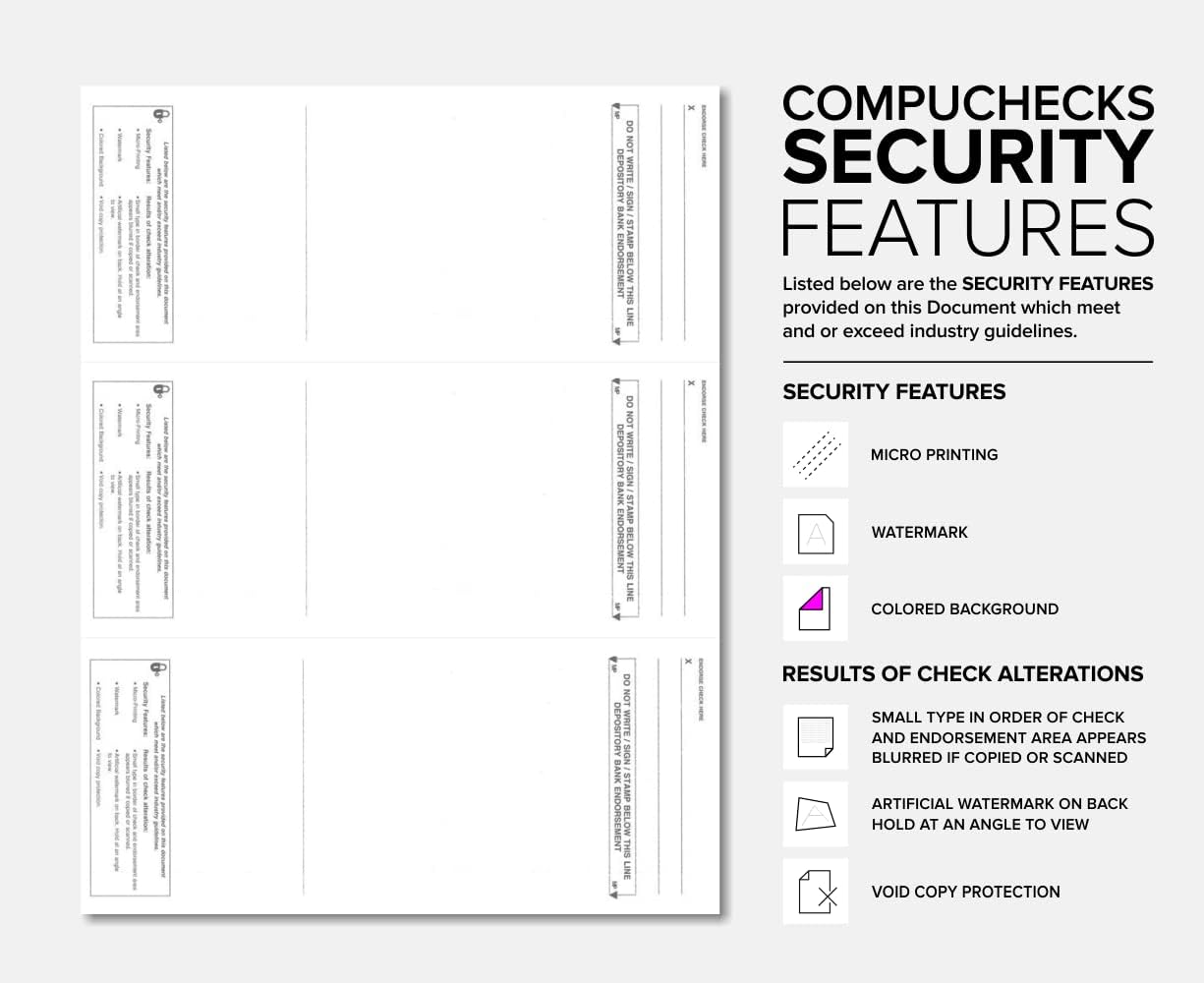 Business Voucher Check Stock - Computer Laser Checks - 3 Checks Per Page, 500 Sheets/1500 Checks, Burgundy Pinstripe