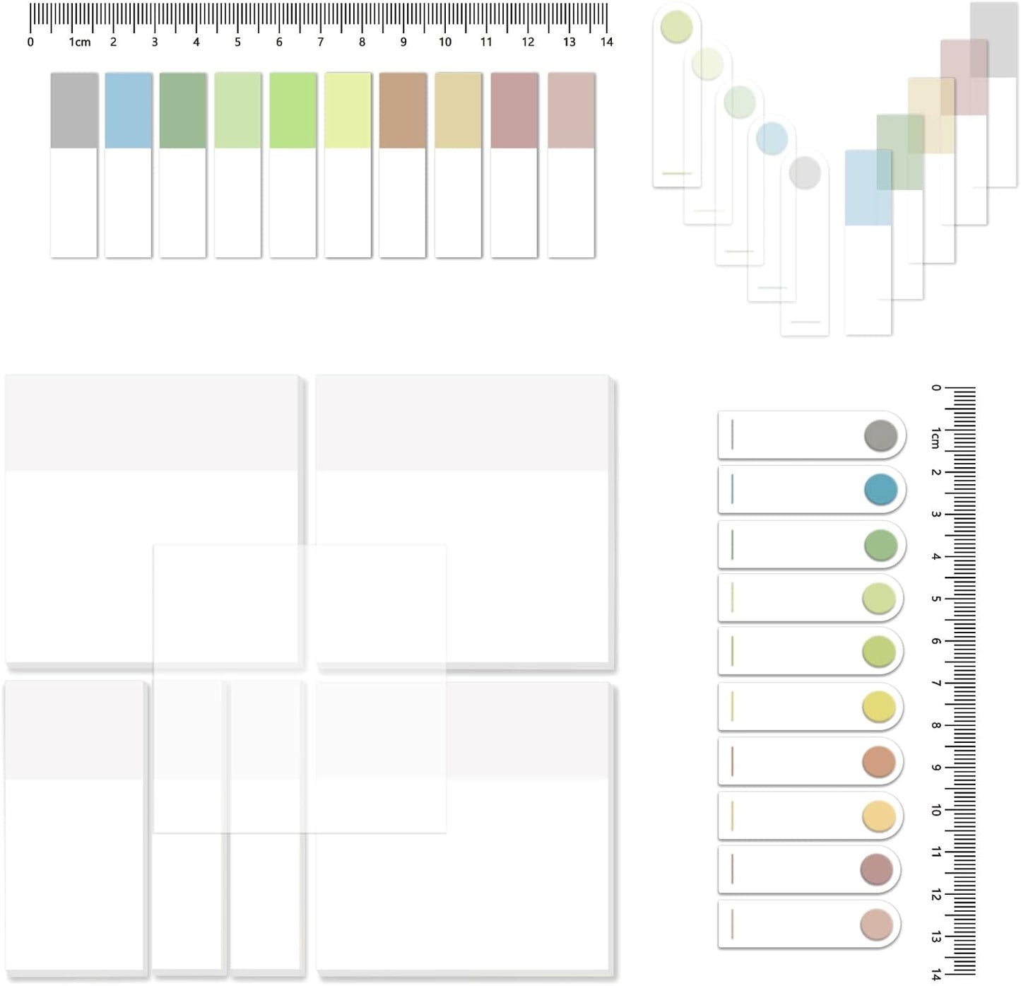 BAYTORY 700 Sheets Transparent Sticky Notes, Clear White Waterproof 3 x 3 inch See Through Memo Pad, Self-Adhesive Translucent Writable Index Tabs for Annotating Book, Office & School Study Supplies