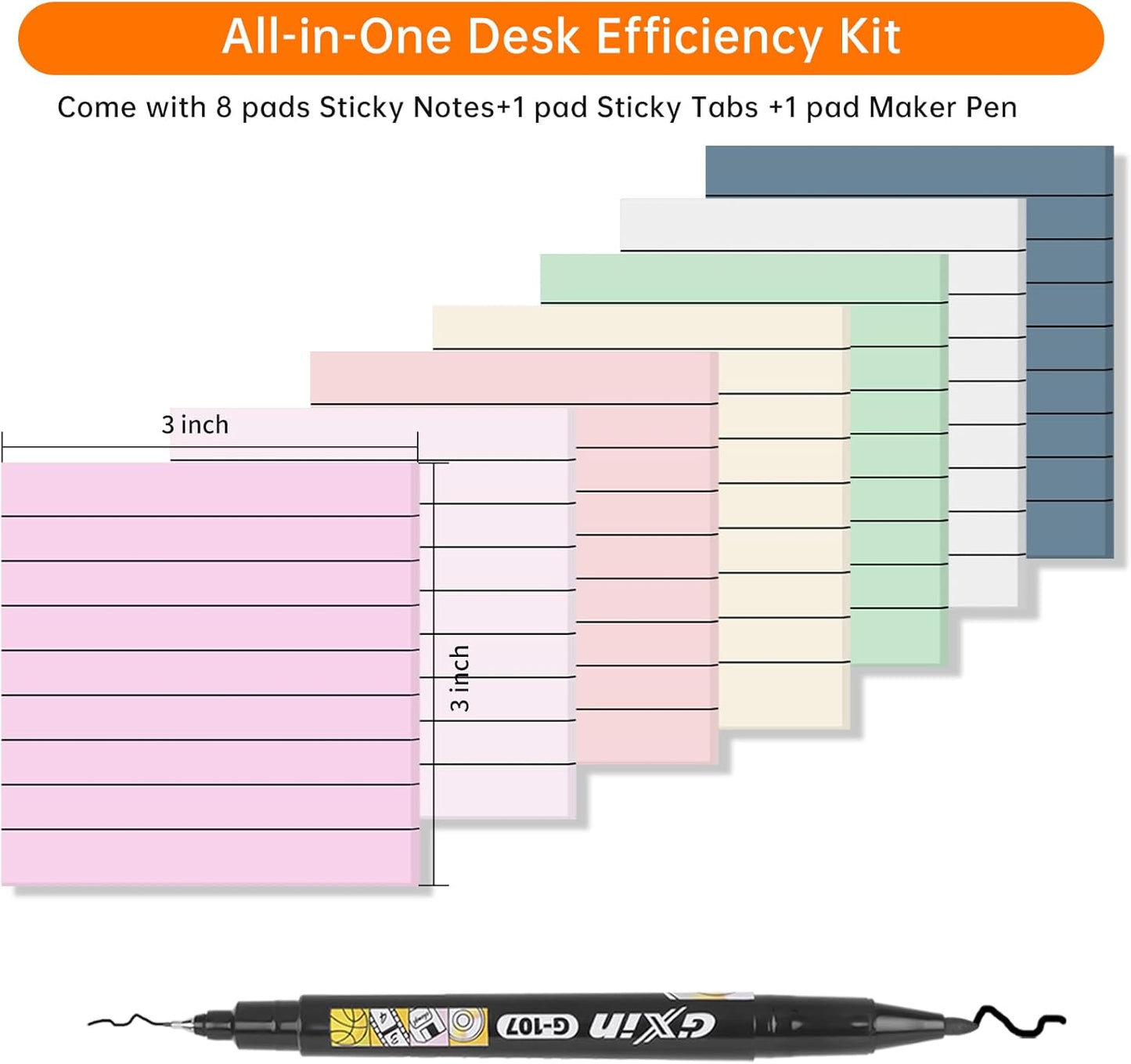 Transparent Sticky Notes with Lines, MEIGAONE 8 Pack Lined Sticky Note 3x3 Super Strong Adhesion, Waterproof Clear Sticky Note for Study, Book,Office,School Supplies