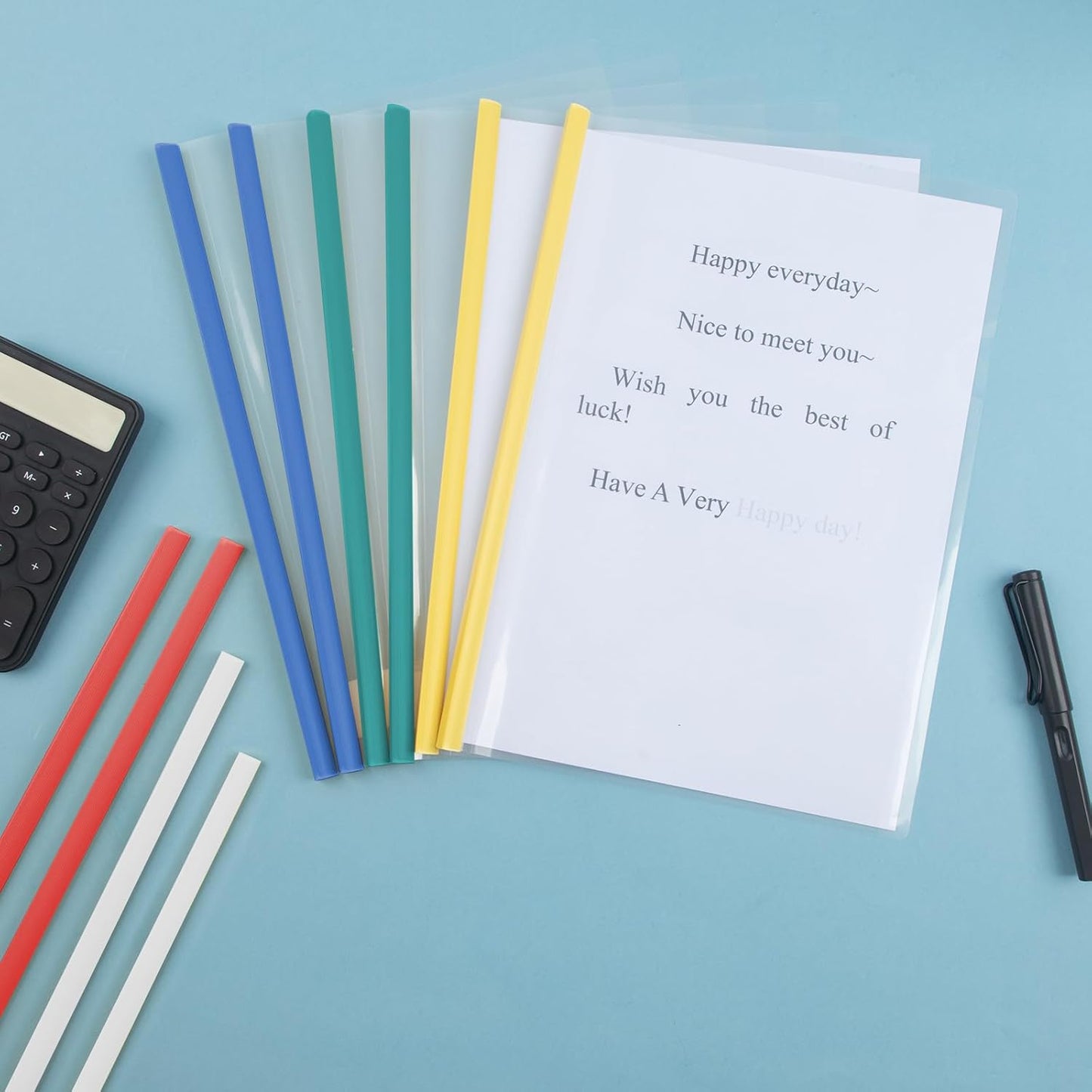 10 Pcs 5 Assorted Colors Clear Report Covers with Sliding Bar 30 Sheets Capacity A4 Size File Folder Document Binder Organizer