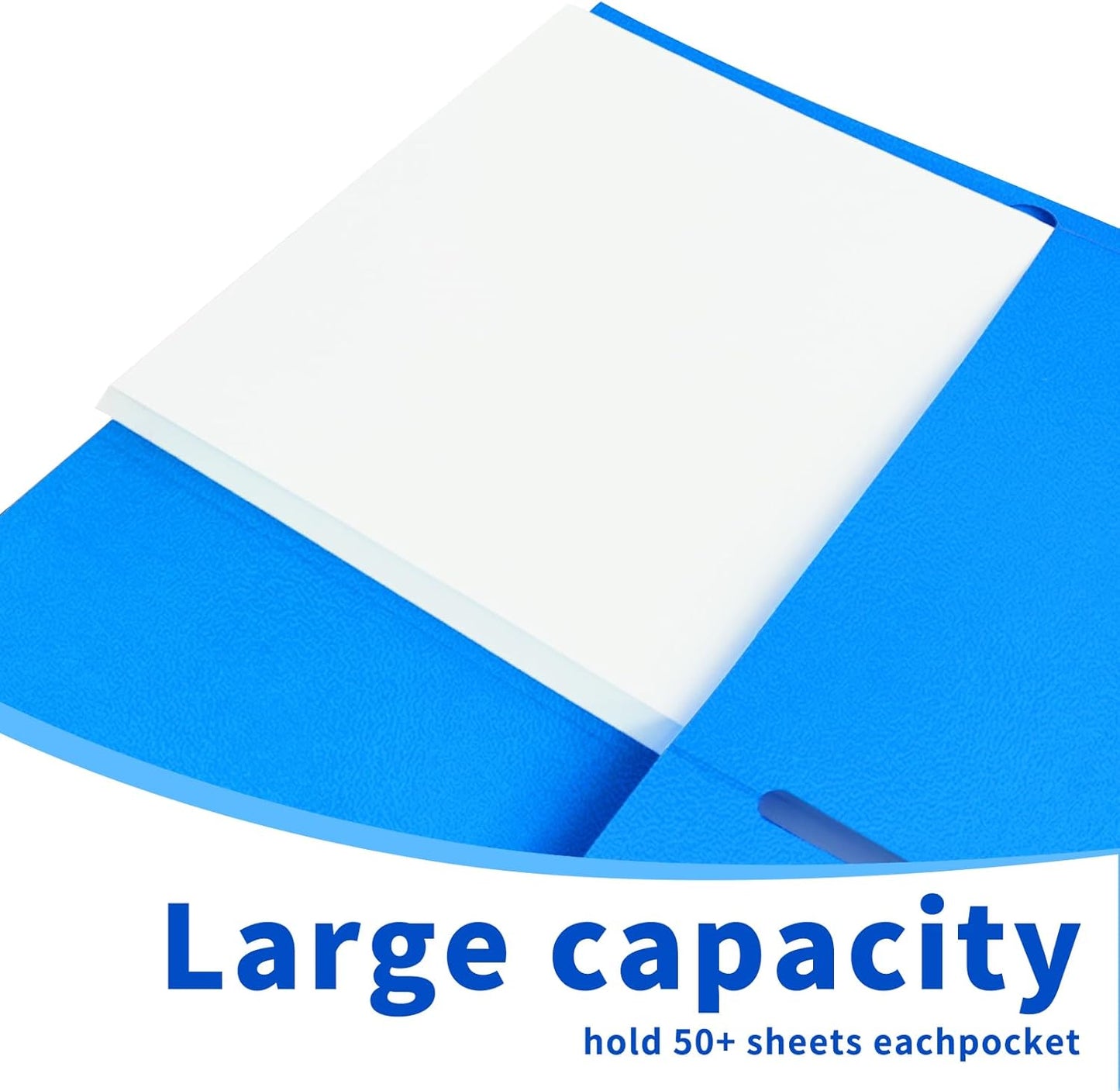 Folders with Pockets,IntoJoy 50 Pack 2 Pocket Folders Fit Letter Size Paper File Folders for School Office Business Home Filing Resume Portfolio (Blue)
