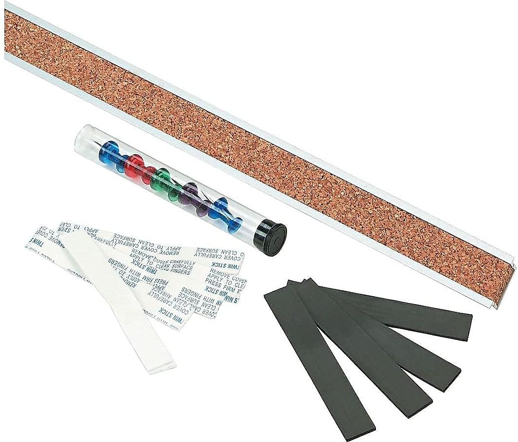 Quartet Bulletin Bar Strip, Cork Board, 48" x 1", Aluminum Frame, Beige (2006)