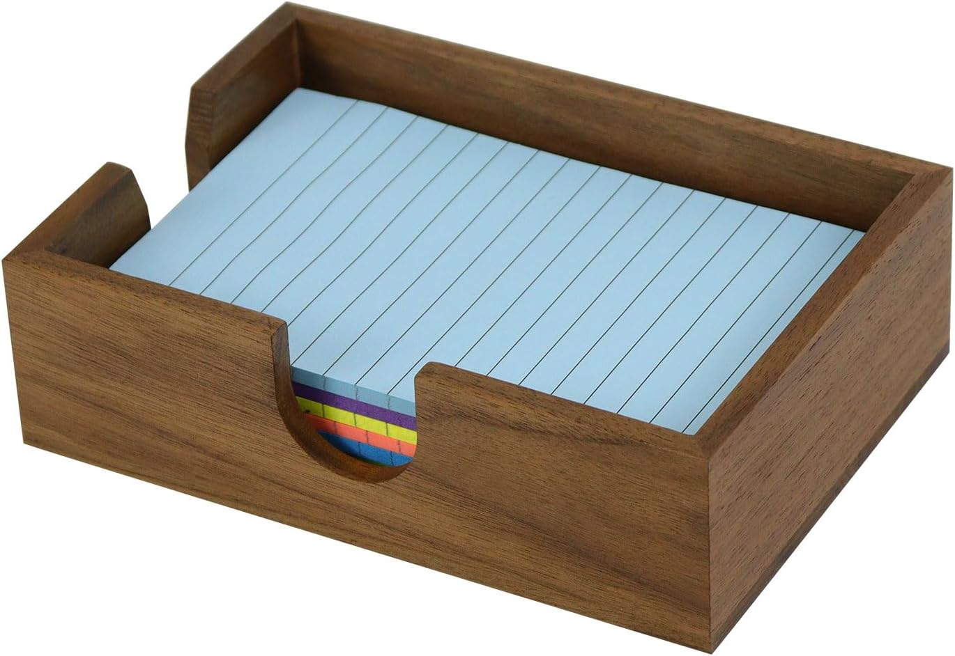 Buqoo 4x6 Notepad Holder Dispenser, Walnut Wood Sticky Notes Memo Pad Holder Dispenser Desk Supplies Organizer Accessories for Office Home Schools