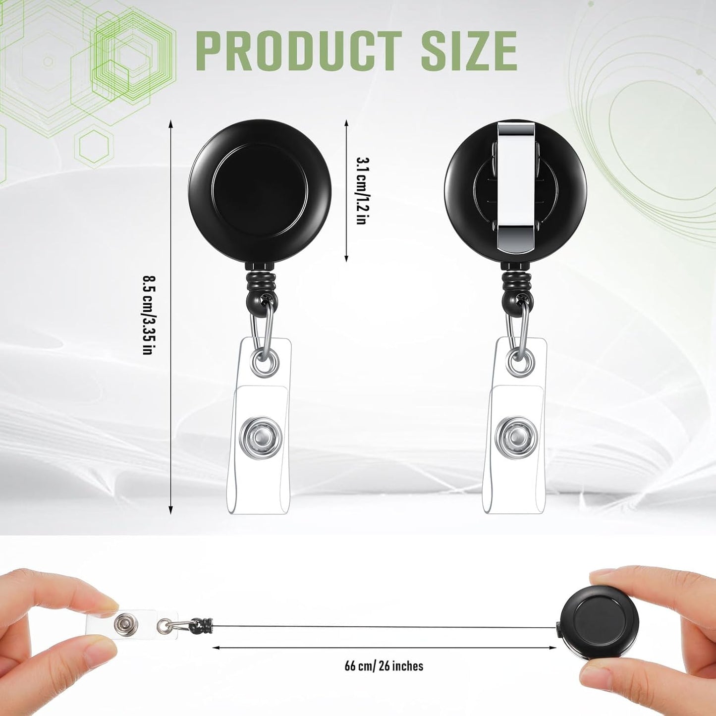 Handepo 500 Pcs Retractable Badge Reels Bulk, Black Retractable Badge Clip ID Holder Key Ring Clip for Office Students Teachers Doctor Nurse Employees Name ID Card Holder Key Card