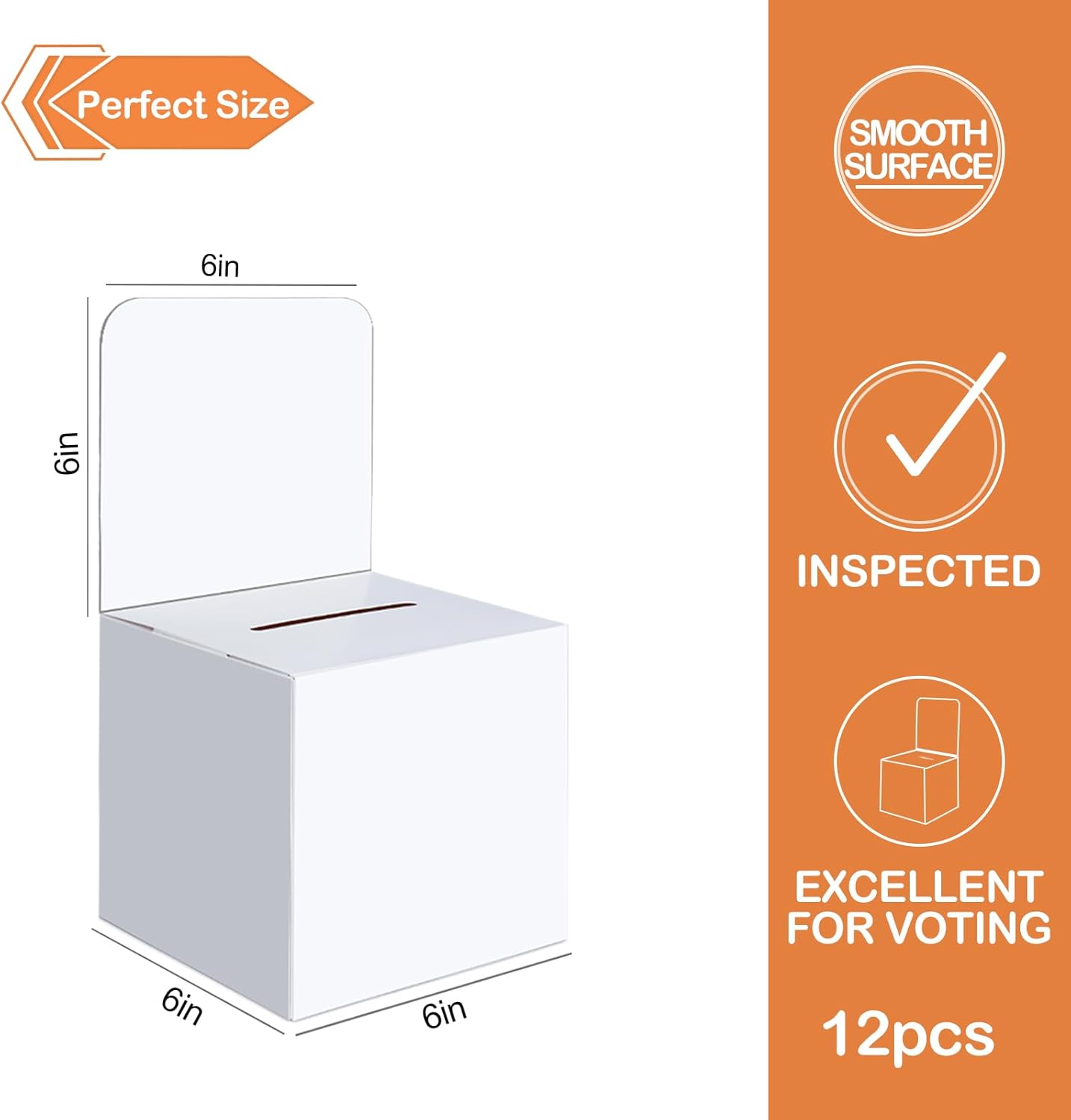 12 Pcs Ballot Boxes Suggestion Boxes Donation Box for Fundraising, Cardboard Raffle Box with Slot and Removable Header for Collecting Business Card Voting Contest (White)