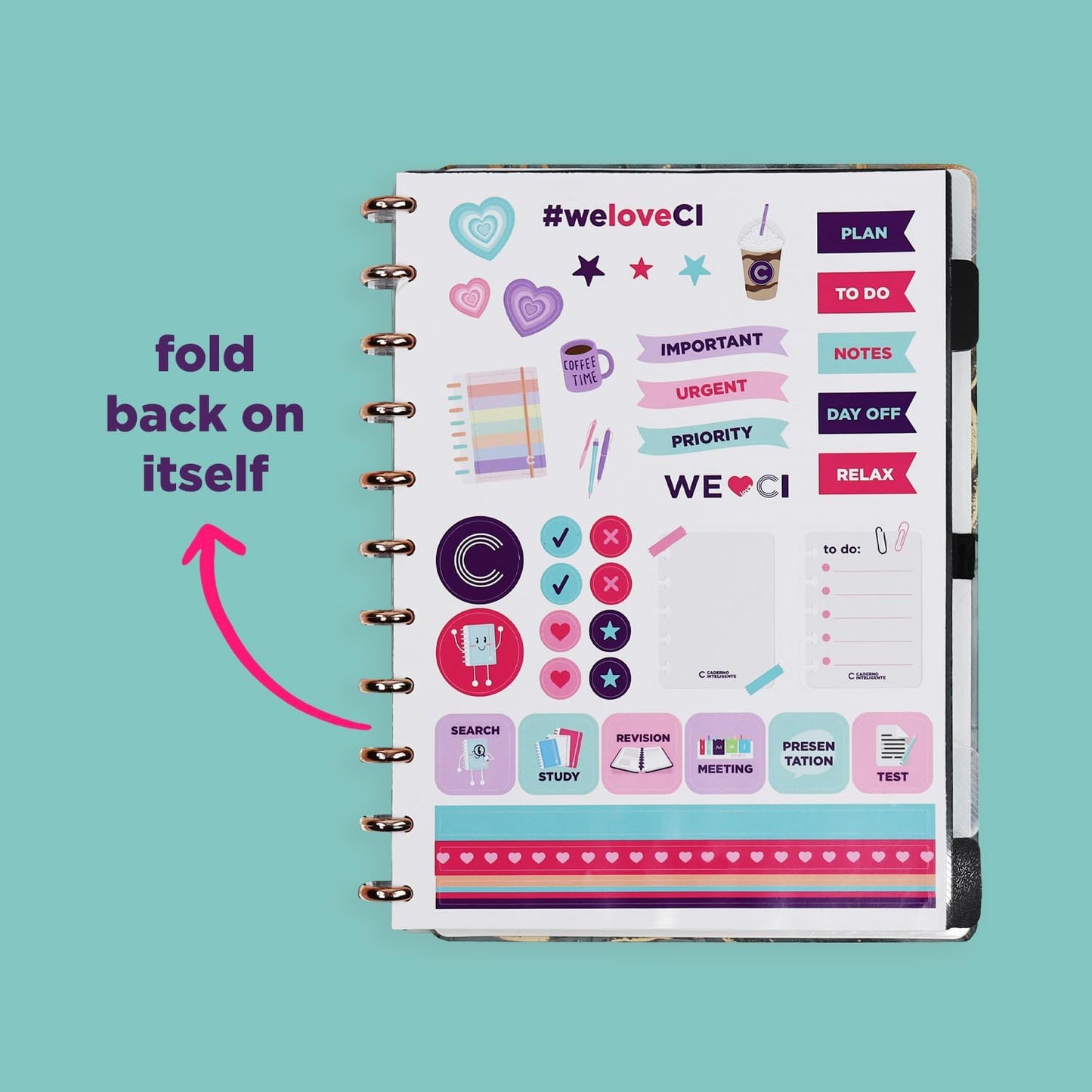 Discbound Premium - Plan, Organize, Customize, and Create with Ease. For Work Meetings, School, Journal, or Daily Use 80 Pages (Golden Love LARGE 7.87 in x x 10.82 in)