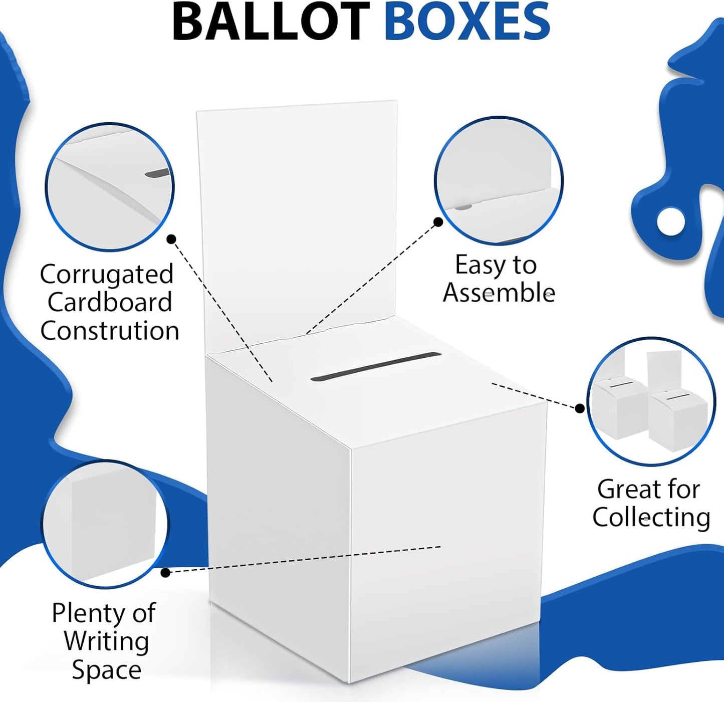 96 Pack Raffle Box Donation for Fundraising, Ballot Cardboard Box with Slot for Ticket and Removable Header Charity for Collecting Business Card Voting Contes, 6 x 6 x 6 Inch