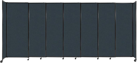 Versare Straightwall Sliding Portable Wall Partition | Freestanding Office Dividers | Locking Wheels | Temporary Room Separator | 15'6" Wide x 6'10" Tall Blue Spruce Fabric Panels
