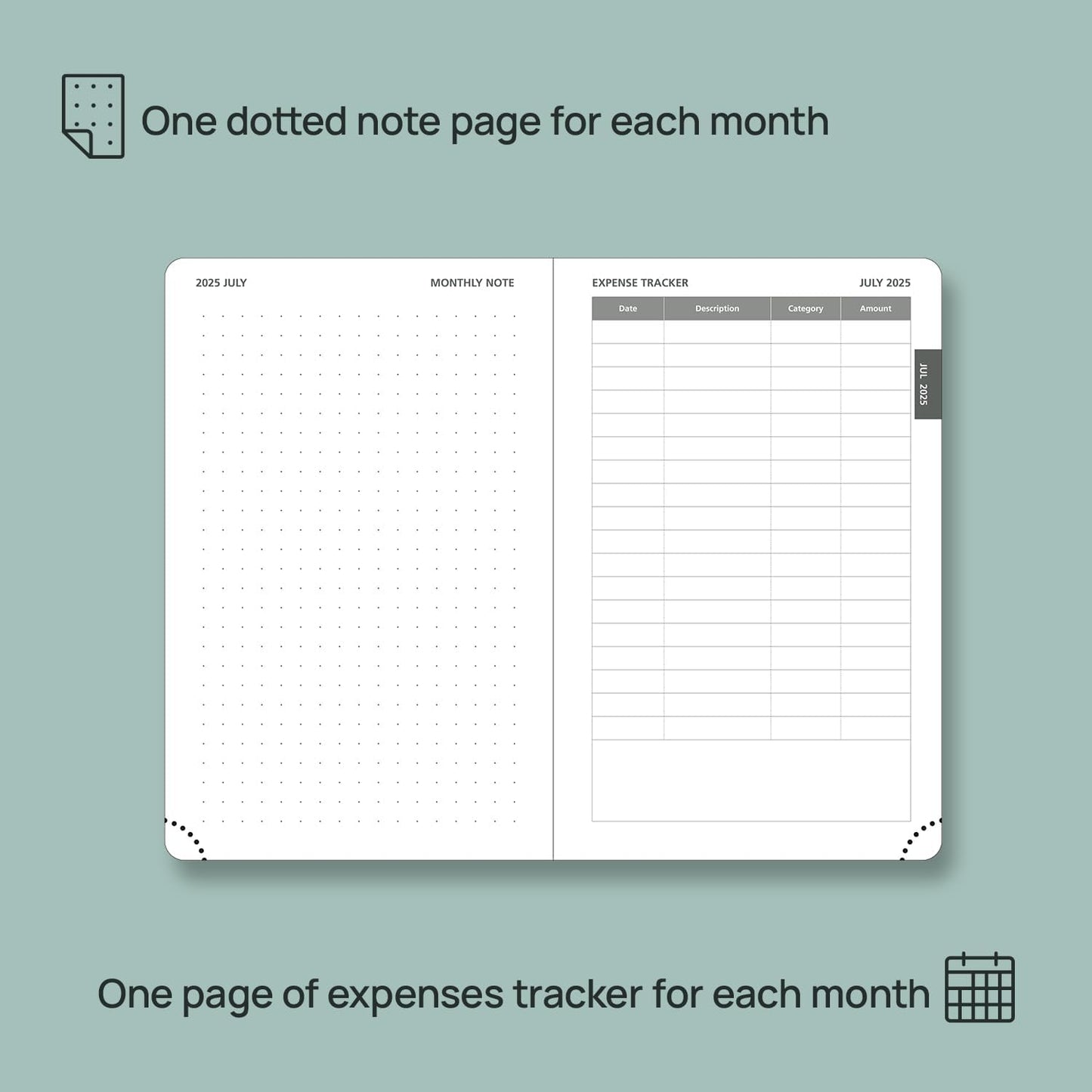 POPRUN Pocket Monthly Planner 2025-2026 (Pocket- 4''x 6.25''Soft Leather Cover) - 18 Month Calendar Book for Purse (Jul.2025-Dec.2026), 100 GSM Thick Paper - Grey
