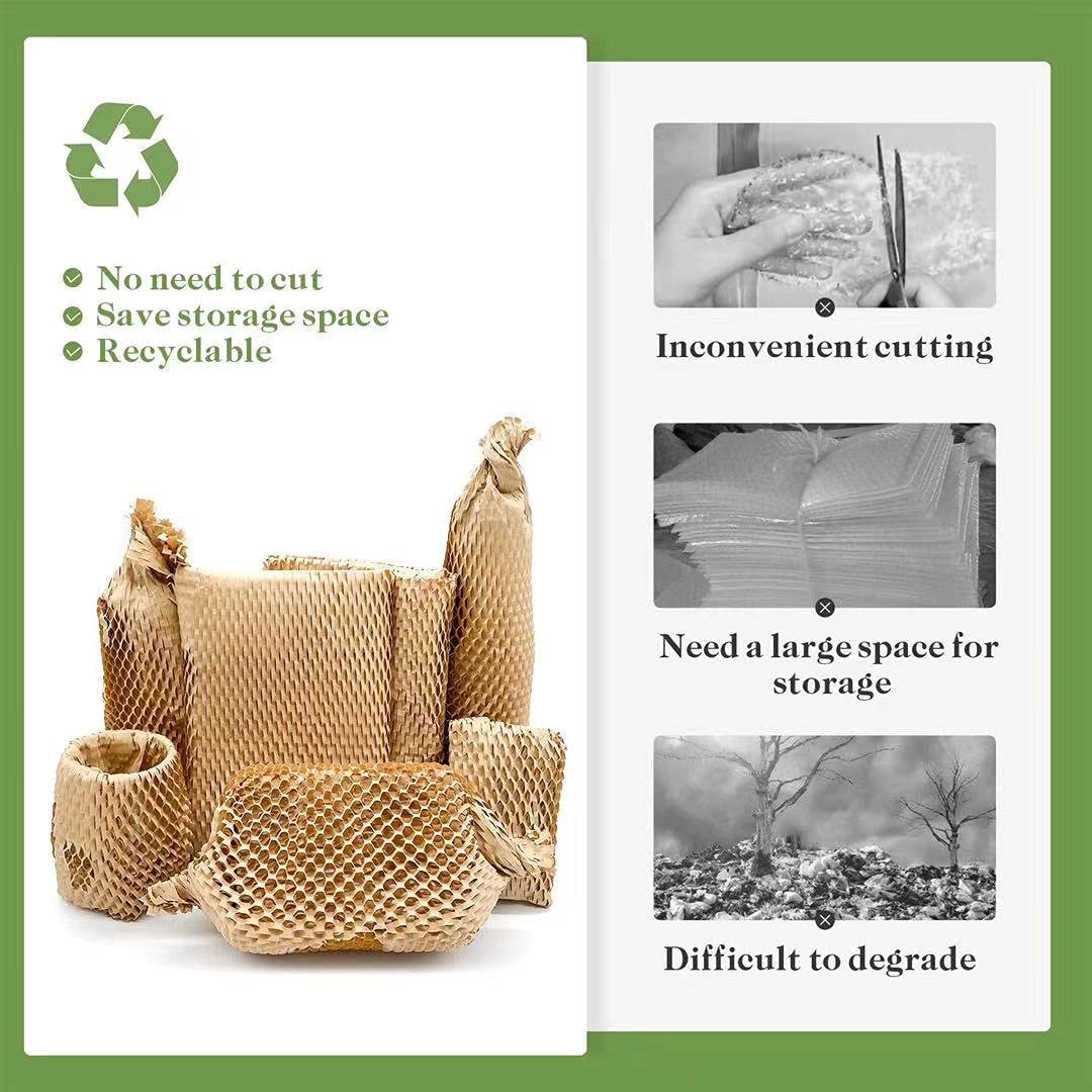 Honeycomb Packing Paper, 12" x 164' Honeycomb Cushioning Wrap Roll for Moving Shipping Packaging Gifts, Recyclable Honeycomb Paper Moving Supplies Bubble Paper Wrapping Protective Roll Khaki
