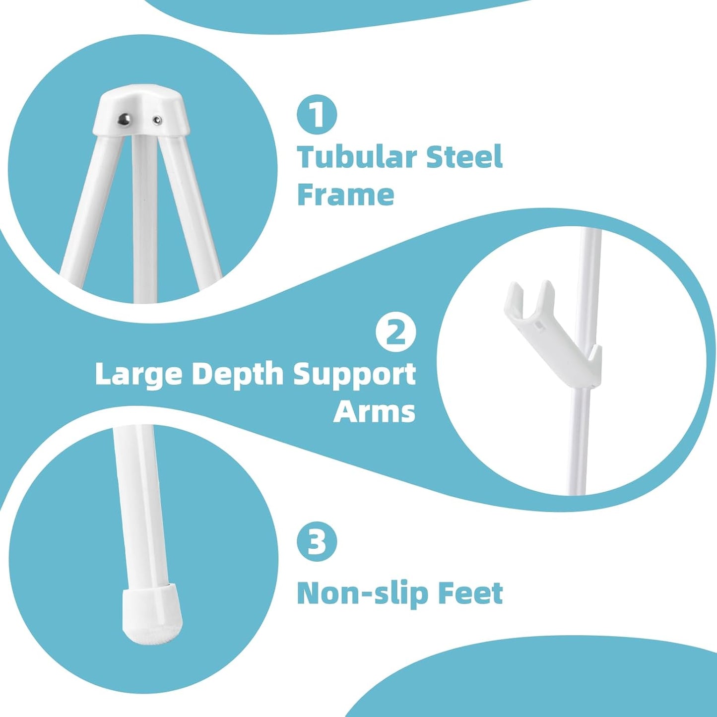 2PCS White Easel Stand for Wedding Sign Stand, 66 Inch Lightweight Adjustable Art Poster Stands for Display, Wedding Welcome Sign, White Metal Display Easel with Portable Bag