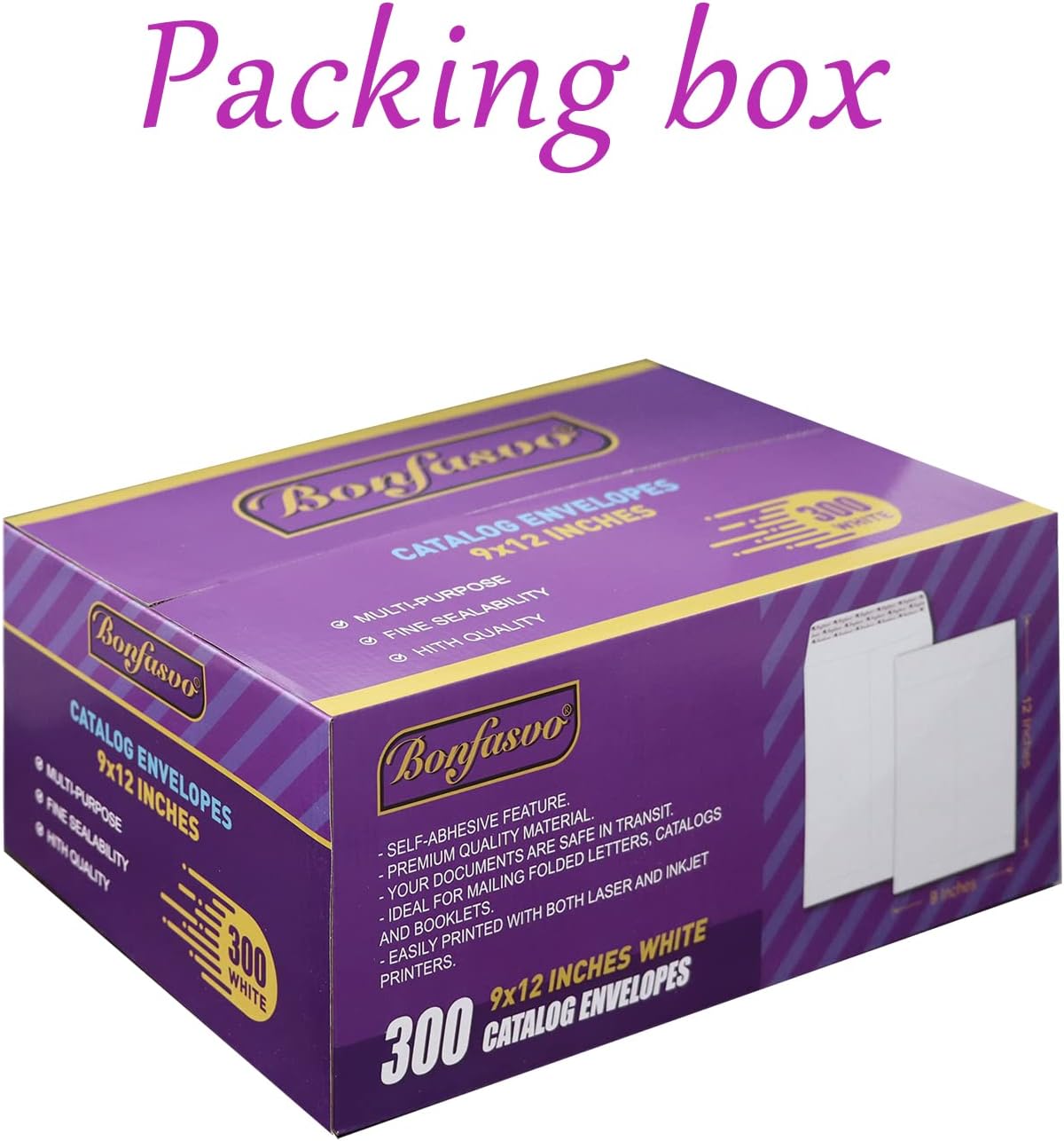 300 Pack 9x12 White Catalog Envelopes Peel & Seal Security Mailing Envelopes 120GSM Kraft Paper self Seal Envelopes for Invitations Papers Photos Documents Pictures Papers Files