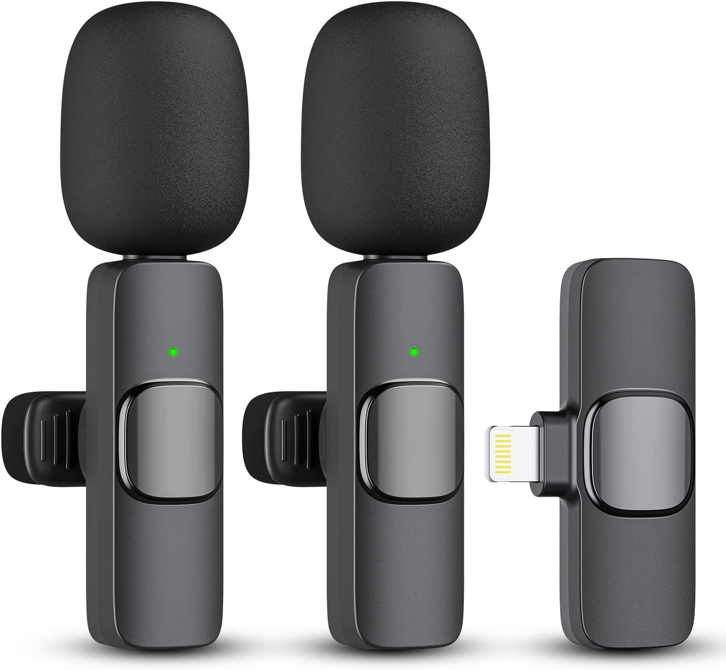2 Pack Professional Wireless Lavalier Microphone for iPhone iPad(iPhone 14 and Below), Lapel Mics Plug-Play Clip on Lapel Mic for YouTube, Recording, Vlog, Facebook Live