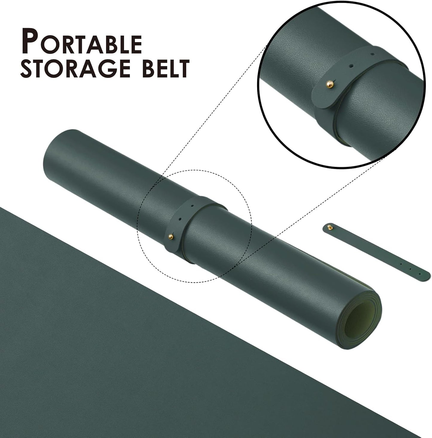 Compact Leather Desk Mat - Small Non-Slip PU Desk Pad for Office and Home - Desk Organization and Accessories - Ideal for Large Mouse Pad and Small Desk Mats on Top of Desks (Dark Green,23.6"x 11.8")