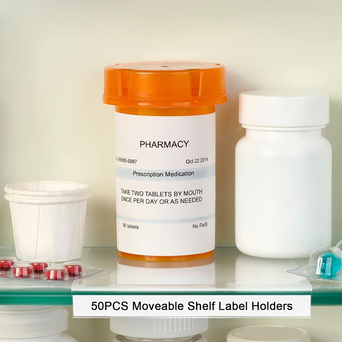 Tinlade 50 Pcs Clear Moveable Shelf Label Holders with 50 Insert, Clear Bookshelves Tags Plastic Transparent Library Shelf Markers Holders for Library Office Store 5.1 x 7.9 x 0.75 Inches