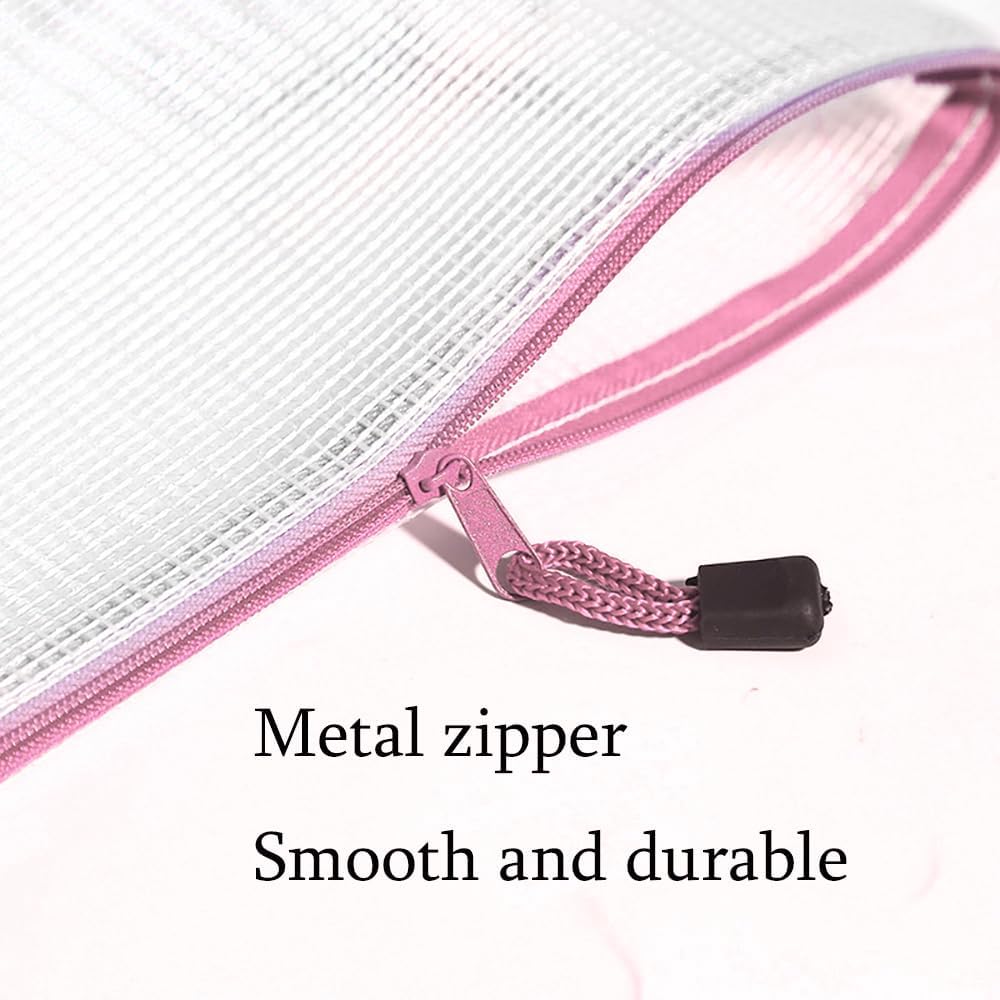 Mesh Zipper Pouch Bag,B5 Zipper Bag for Organizing Storage, Waterproof Zipper Pouch, 8" x 11"/21cm x 30cm, File Bag for School and Office Supplies (Pink)