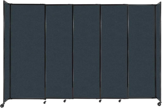 Versare Straightwall Sliding Portable Wall Partition | Freestanding Office Dividers | Locking Wheels | Temporary Room Separator | 11'3" Wide x 7'6" Tall Blue Spruce Fabric Panels