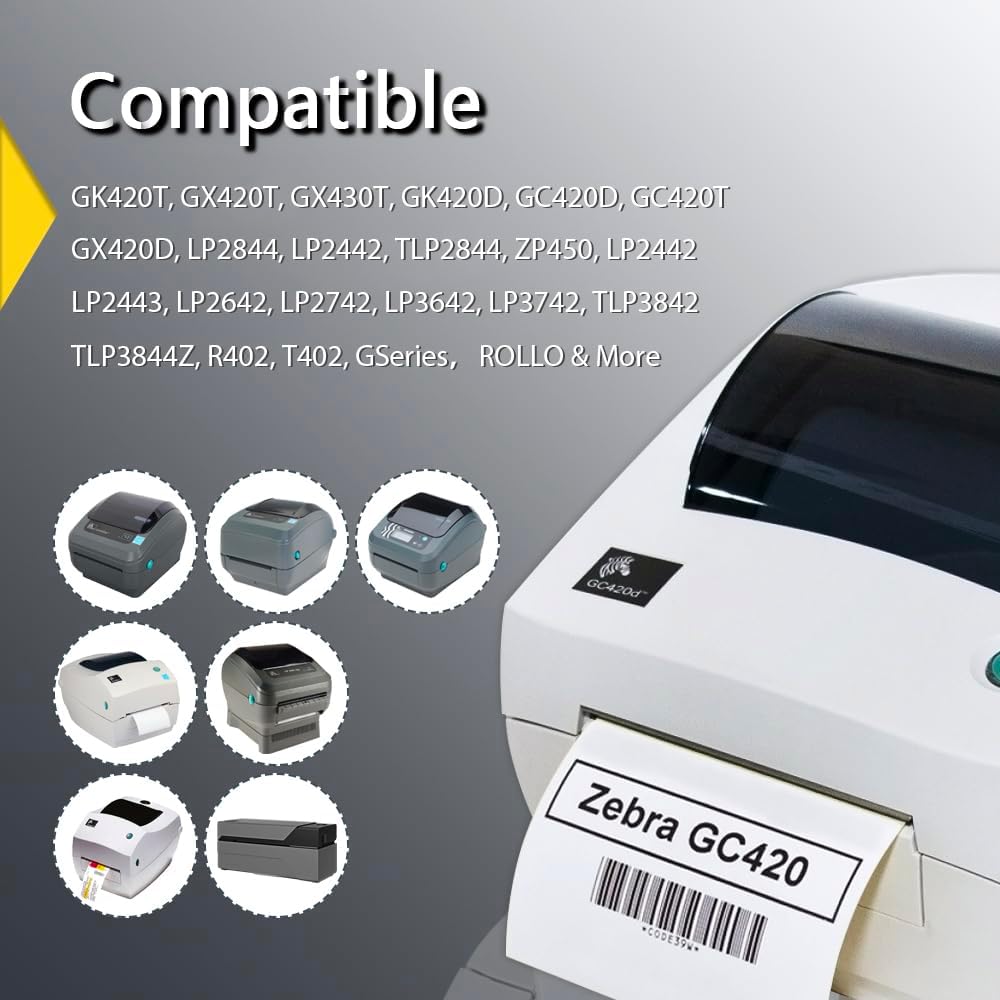 BETCKEY - 4" x 6" (102 mm x 152 mm) Shipping Labels Compatible with Zebra & Rollo Label Printer(not for dymo 4XL), Premium Adhesive & Perforated [10 Rolls, 2500 Labels]