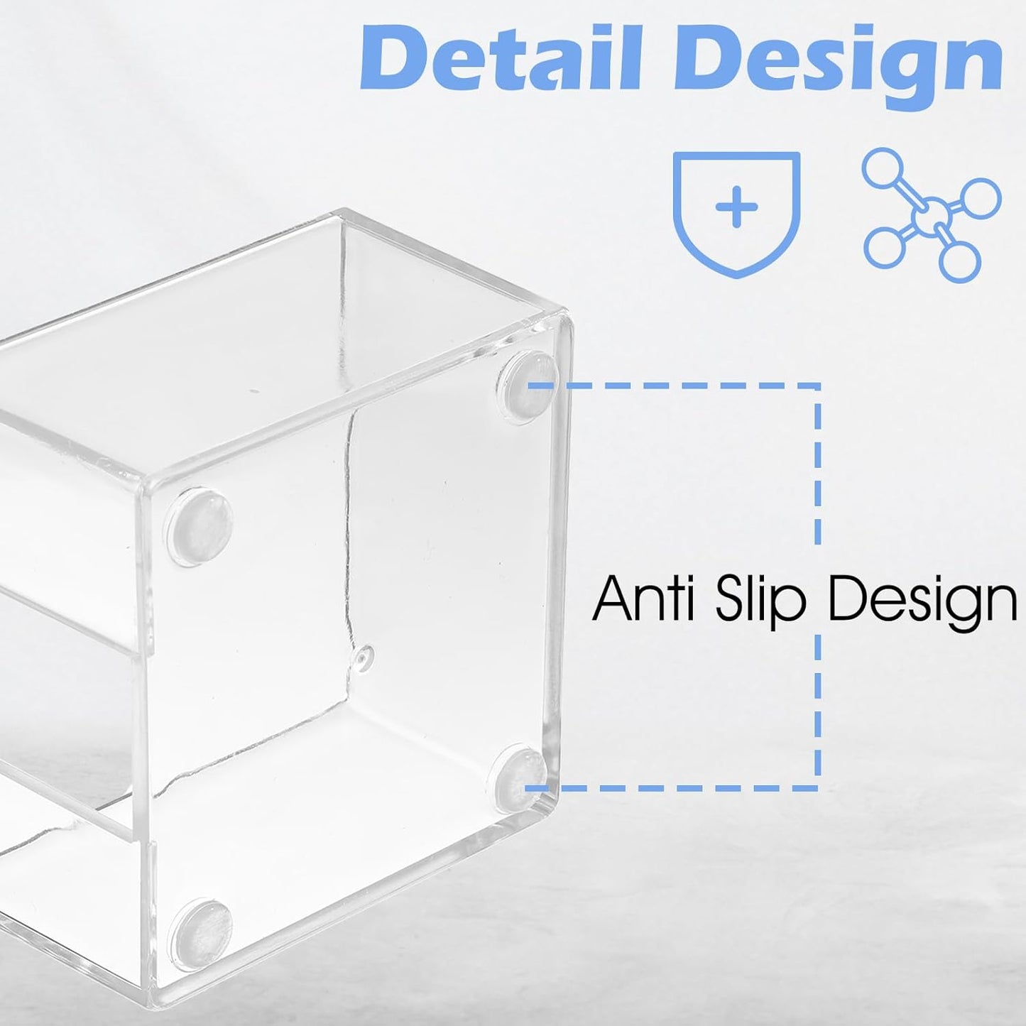 Clear Sticky Note Holder, Sticky Note Dispenser with Non-Slip Pad, Acrylic Desk Accessories, Aesthetic Office Supplies Organizer for Home Office Dorm Room (3.35 × 3.35 × 1.77 Inches)