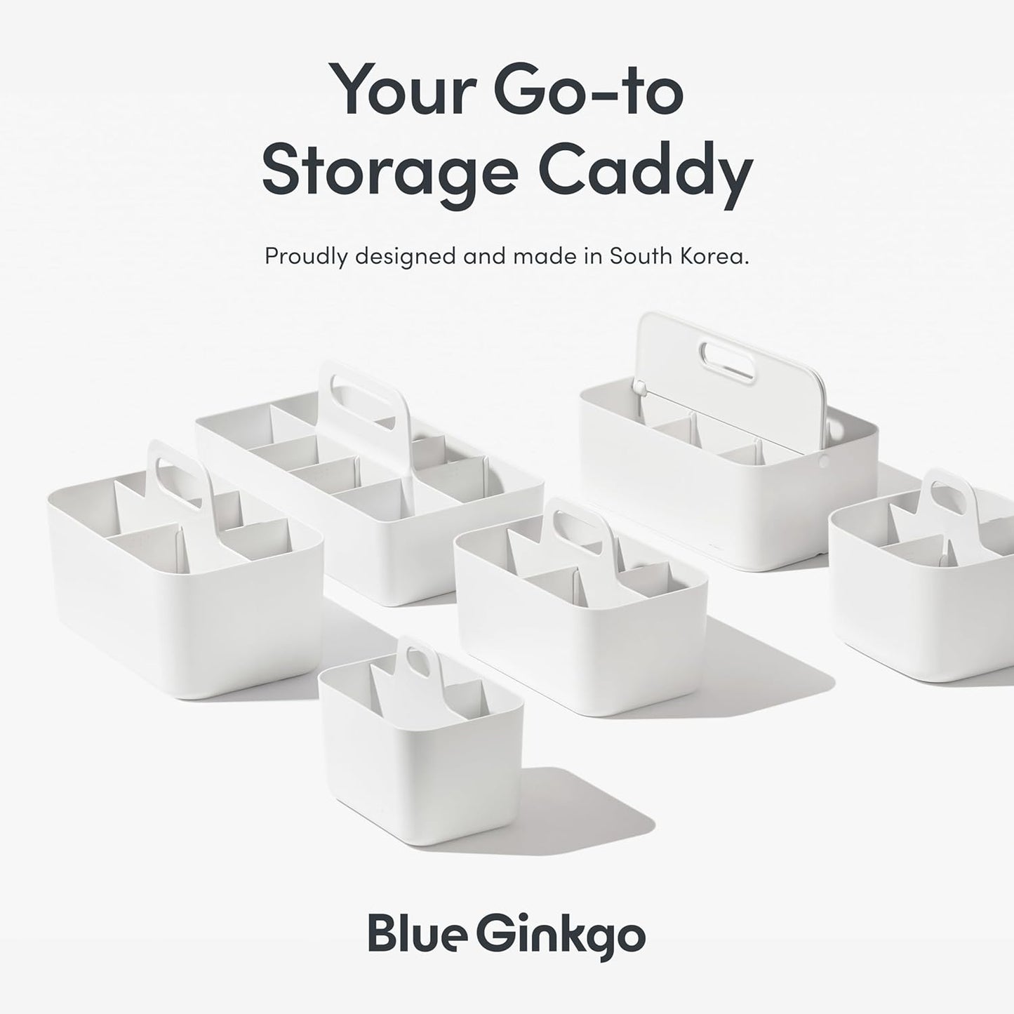 BLUE GINKGO Stackable Organizer Caddy – Korean-Made Portable Tote for Bathroom, Office, Crafts, or School Supplies (Rectangle, Green)